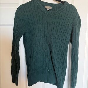 Style & Co. Forest Green Cable Knit Crewneck Sweater